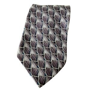 Palatina Men's Silk Tie Purple Multicolor Geometric 3 1/2" 56"‎